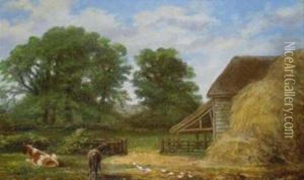 Farmyard Scene Oil Painting - William Sellon