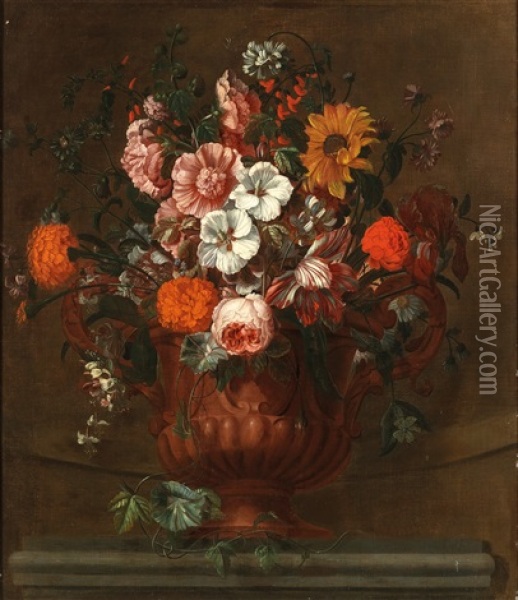 Nature Morte De Fleurs Dans Un Vase Oil Painting - Simon Hardime