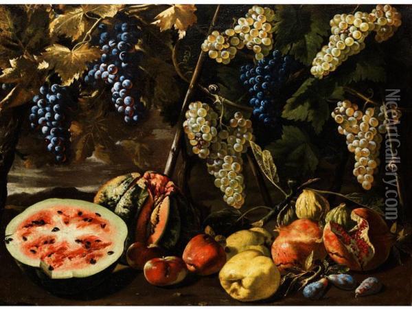 Grosses Fruchtestilleben Oil Painting - Michelangelo Cerqouzzi