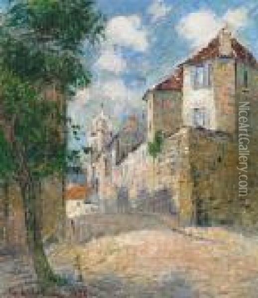 La Vue De La Cour A Pontoise, 1922 Oil Painting - Gustave Loiseau
