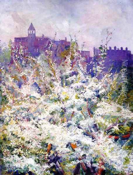 Spring Trees in Blossom, Boston Oil Painting - Robert Hatton Monks