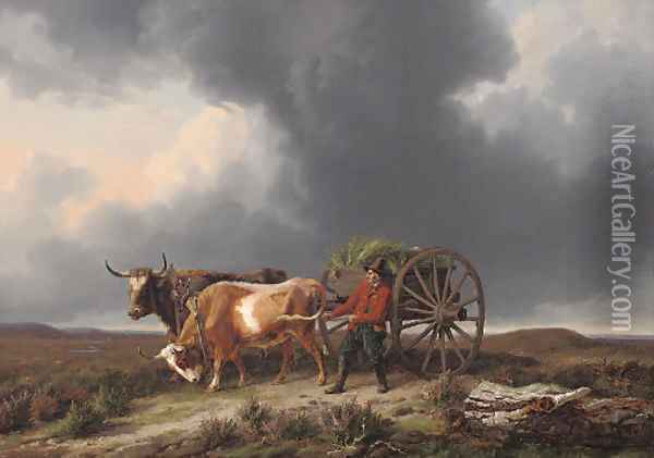 Hurrying home before the storm Oil Painting - Edmond Jean Baptiste Tschaggeny