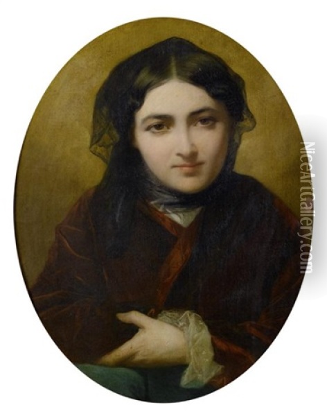 Portrait Einer Jungen Dame Oil Painting - Charles Zacharie Landelle