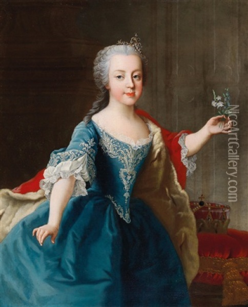 Portrait Of Archduchess Maria Carolina Of Austria Oil Painting - Martin van Meytens the Younger