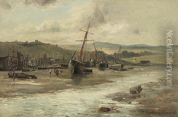 In Pool Harbour Oil Painting - Gustave de Breanski