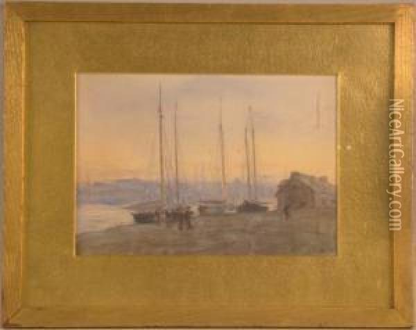 Harbour Scene Oil Painting - Charles Eugene Moss