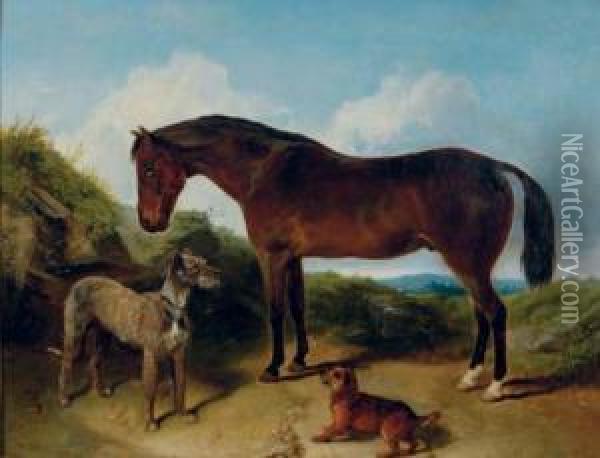 By The Trough Oil Painting - George W. Horlor
