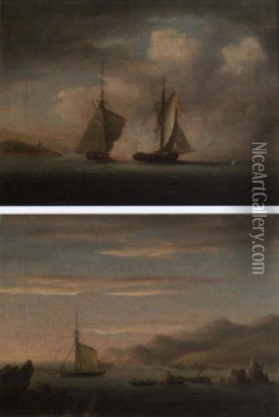 Gibraltar Point - English Cutter And Spanish Cutter Engaging Oil Painting - Thomas Buttersworth