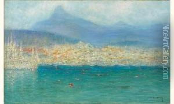 Vue De Rio, Prise De Rade Oil Painting - Marie-Gabriel Biessy
