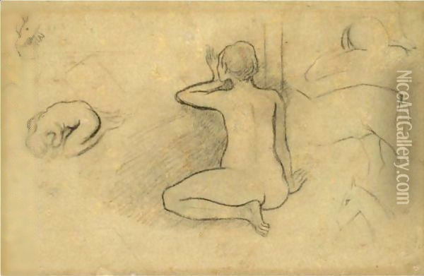 Femme Assise De Dos Oil Painting - Paul Gauguin