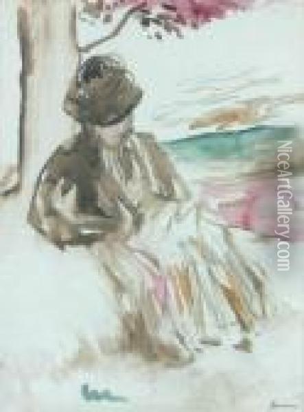 Femme Au Chapeau Sous Un Arbre Oil Painting - Jean-Louis Forain
