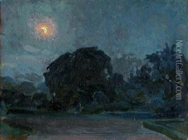Noc Ksiezycowa 1918 Oil Painting - Antoni Stanislaw Procajlowicz