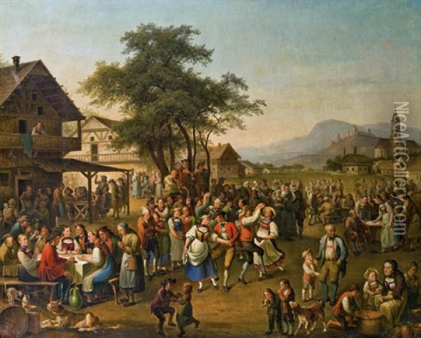 Bauerntanz Oil Painting - Johann Nepomuk Hoechle