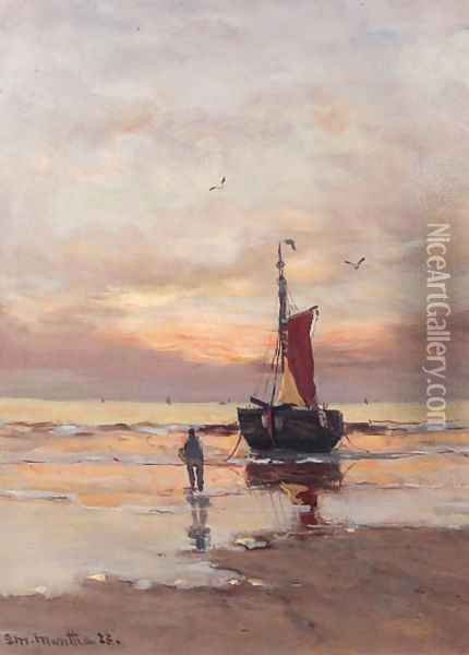 A bomschuit at sunset Oil Painting - Gerhard Arij Ludwig Morgenstje Munthe