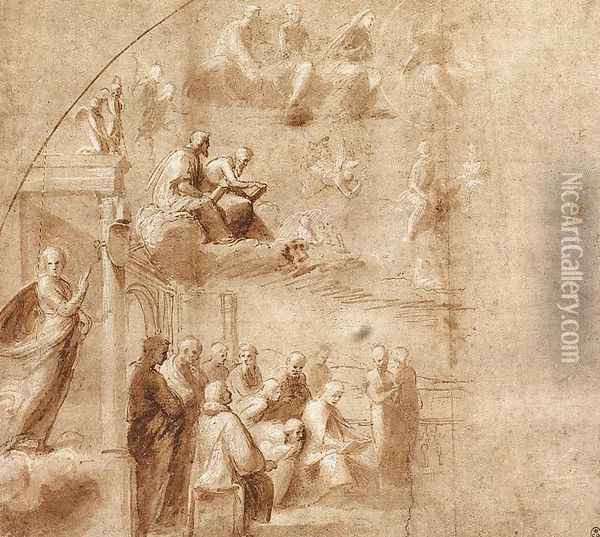 Study For The Disputa Oil Painting - Raphael