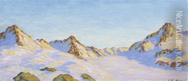 Blick Auf Den Piz Bernina Im Winter Oil Painting - Peter Robert Berry