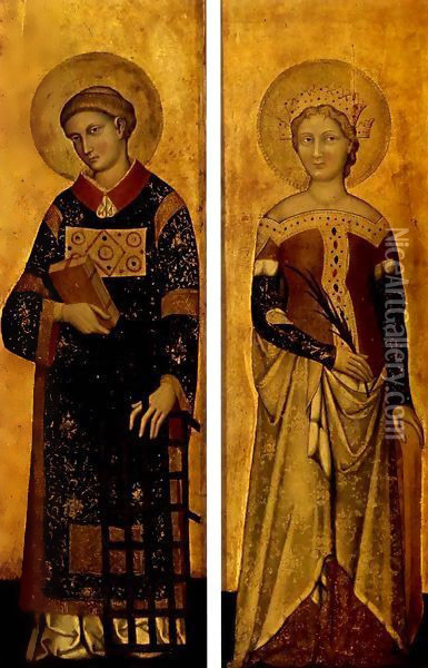Saint Stephen and Saint Catherine of Alexandria Oil Painting - Konrad von Soest