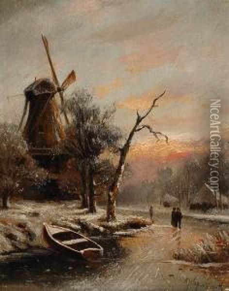 Icescape Oil Painting - Albertus Jacobus Sap Van Drenthe