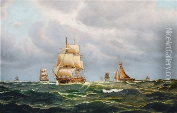 Segler Auf See Oil Painting - Carl Ludwig Bille