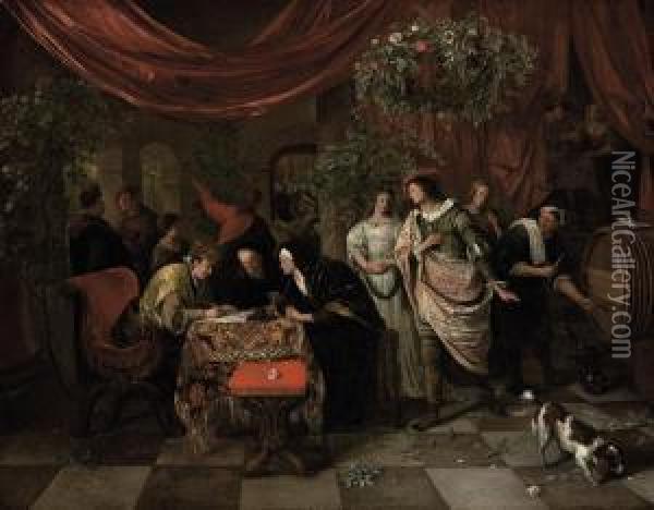The Marriage Of Tobias And Sarah Oil Painting - Jan Steen