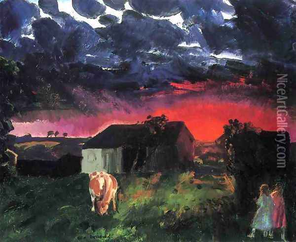 Red Sun Oil Painting - George Wesley Bellows