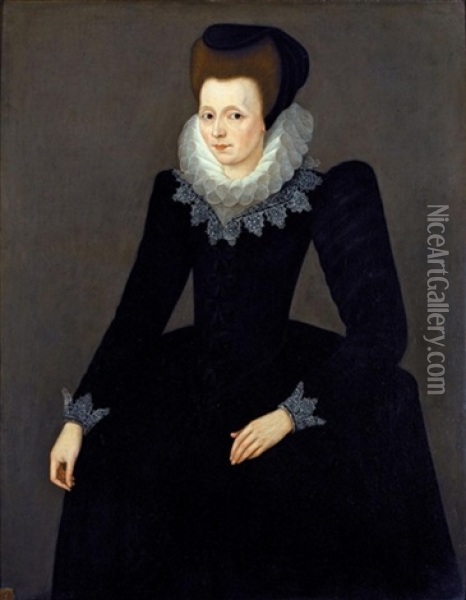 Portrait Of Susan Greene, Mrs Richard Knatchbull Oil Painting - Robert Peake the Elder