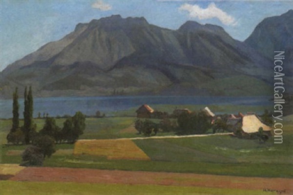 Seenlandschaft (kanton Waadt) Oil Painting - Jacques Elie Abraham Hermanjat