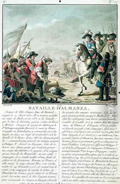 Battle of Almansa, 25th April 1707, engraved by Jean Baptiste Morret fl.1790-1820, 1787 Oil Painting - Antoine Louis Francois Sergent-Marceau