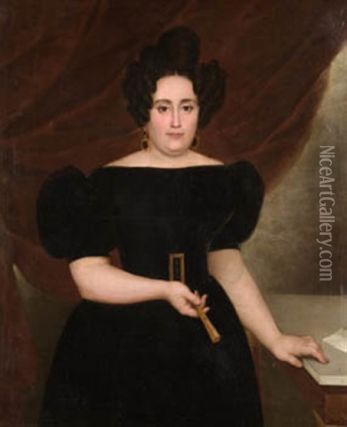 Retrato De Dama De Negro Oil Painting - Antonio Maria Esquivel Suarez de Urbina