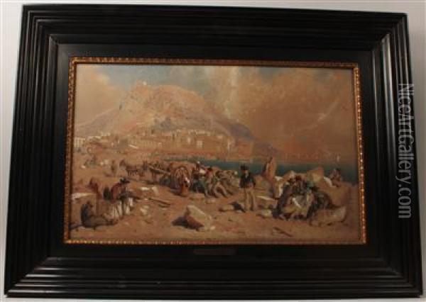 A View Of Gibraltar Oil Painting - Carl Goebel