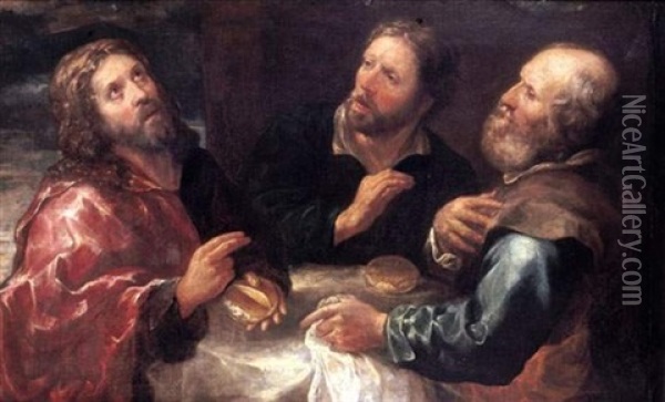 Les Pelerins D'emmaus Oil Painting - Gioacchino Assereto