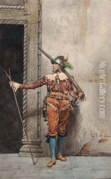 Apapal Guard Oil Painting - Enrico Tarenghi