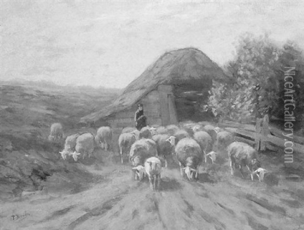 Herding The Sheep Oil Painting - Sir Frederick Grant Banting