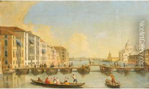 View Of The Grand Canal And Santa Maria Della Salute, Venice Oil Painting - Giovanni Richter