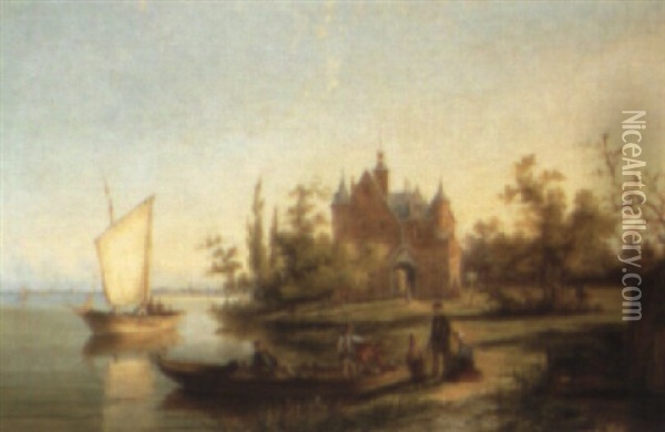 Zonnendoorp On The Sparnie, Holland Oil Painting - William Raymond Dommersen