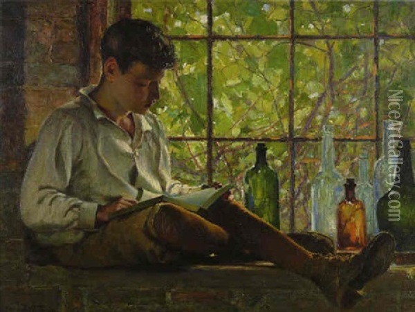 In The Cellar Window Oil Painting - George Agnew Reid