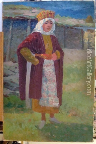 Femme Du Caucase Oil Painting - Evgeniy Ivanovich Pospolitaki