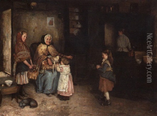 Tea For Granny Oil Painting - Robert Gemmell Hutchison