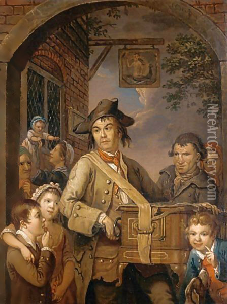 The Hurdy Gurdy Player Oil Painting - John Collet