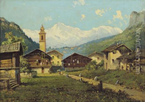 Paesaggio Valdostano Oil Painting - Romolo Liverani