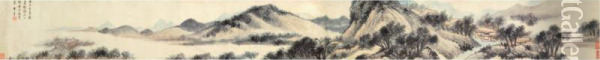 Landscape After Dong Yuan (10th Century) Oil Painting - Li Liufang