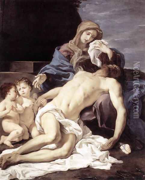 The Pietà (Mary Lamenting the Dead Christ) 1667 Oil Painting - Baciccio II