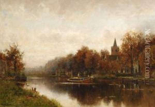 Vreeland Aan De Vecht Oil Painting - Fredericus Jacobus Van Rossum Du Chattel