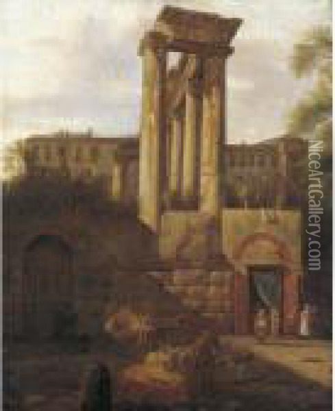 Roman Landscape Oil Painting - Hubert Robert