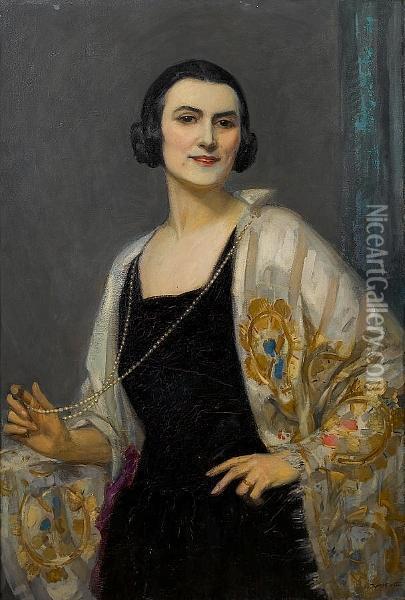 Portrait Of Sarah Briana Amshewitz, The Artist's Wife Oil Painting - John Henry Amschewitz