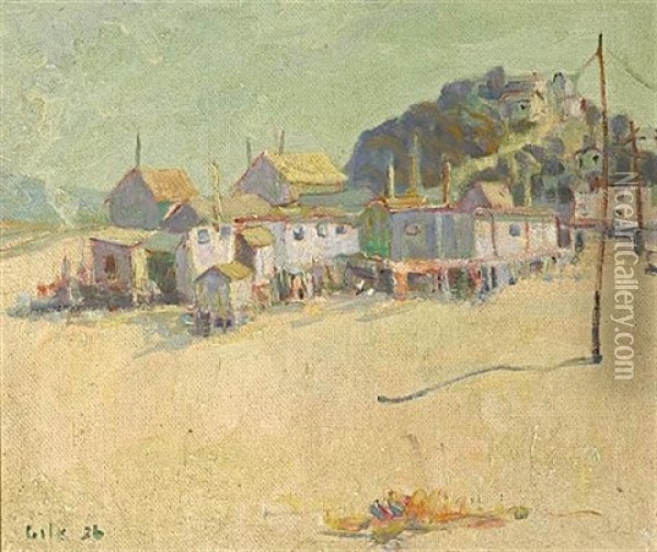Homes Of Tiburon With Corinthian Island In The Distance Oil Painting - Selden Connor Gile