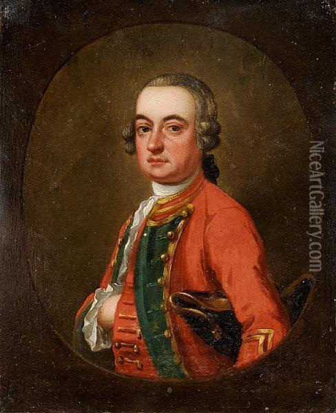Portrait Of An Officer, Half-length, Within A Painted Oval Oil Painting - Sir Nathaniel Dance-Holland