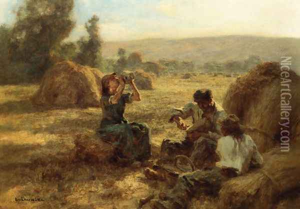 The Snack Oil Painting - Leon Augustin Lhermitte