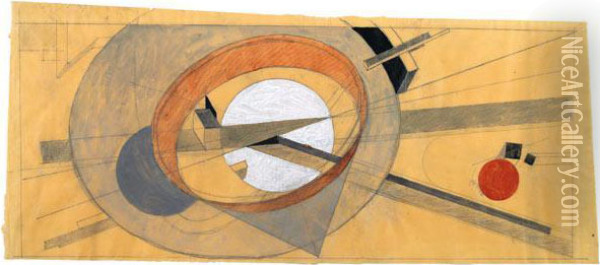Komposition Oil Painting - Eliezer Markowich Lissitzky