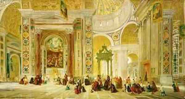 Interior of St Peters Rome Oil Painting - John Scarlett Davis